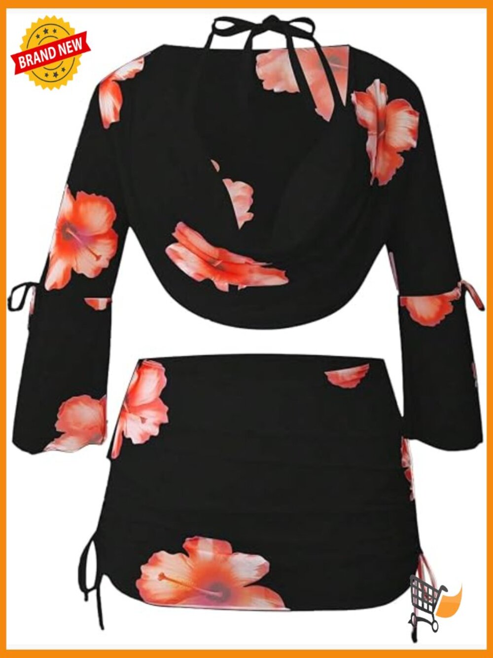 Plus Size 4 Piece Floral Bikini Set with Cover Up
